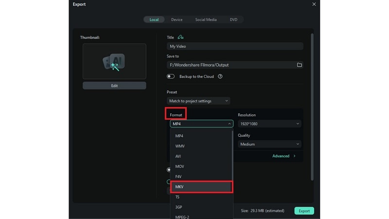 covert and export import mkv file